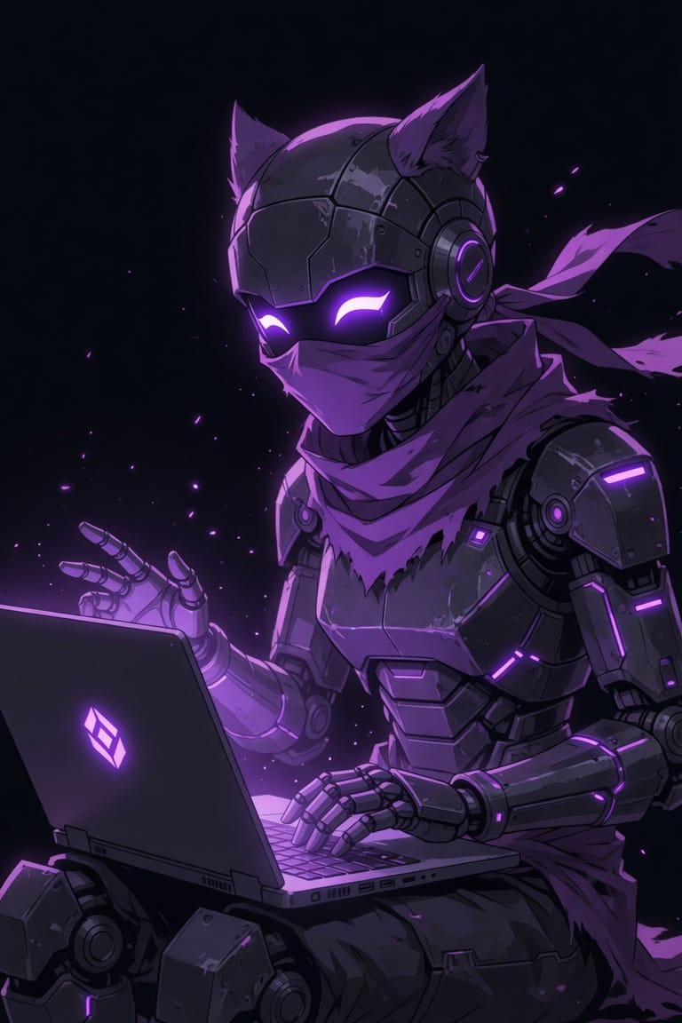 Illustration of a robot typing on a laptop, marking the Grok chat model upgrade to version 4.3 on Lovescape