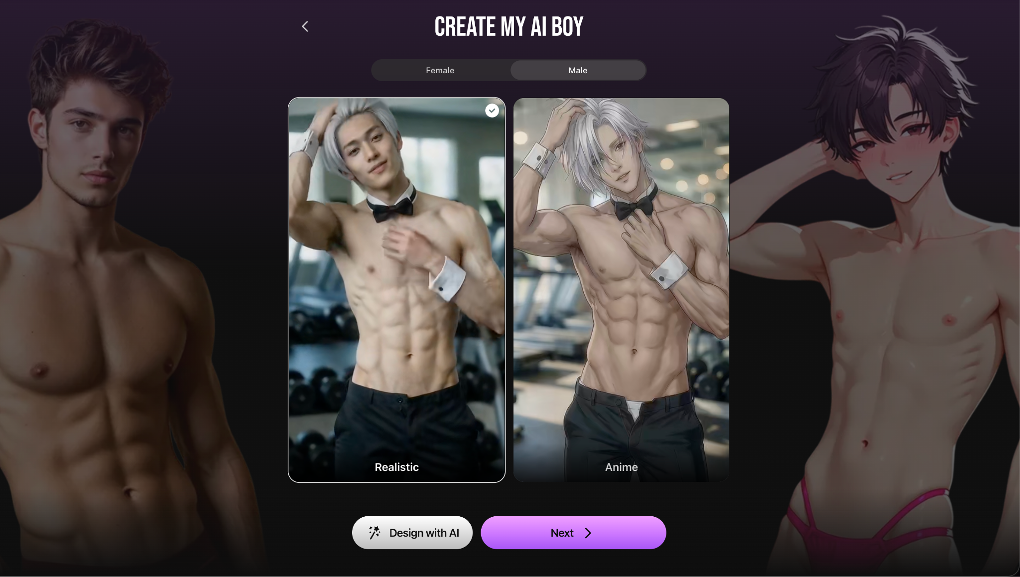 Lovescape custom AI boyfriend generator with visual style options
