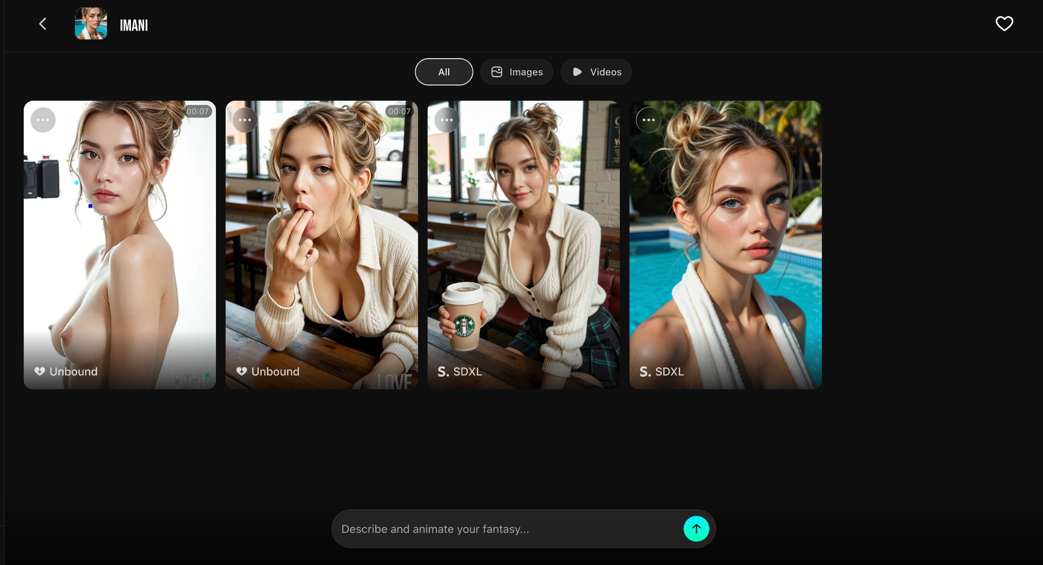 NSFW AI image generator with female character gallery and prompt settings - Lovescape