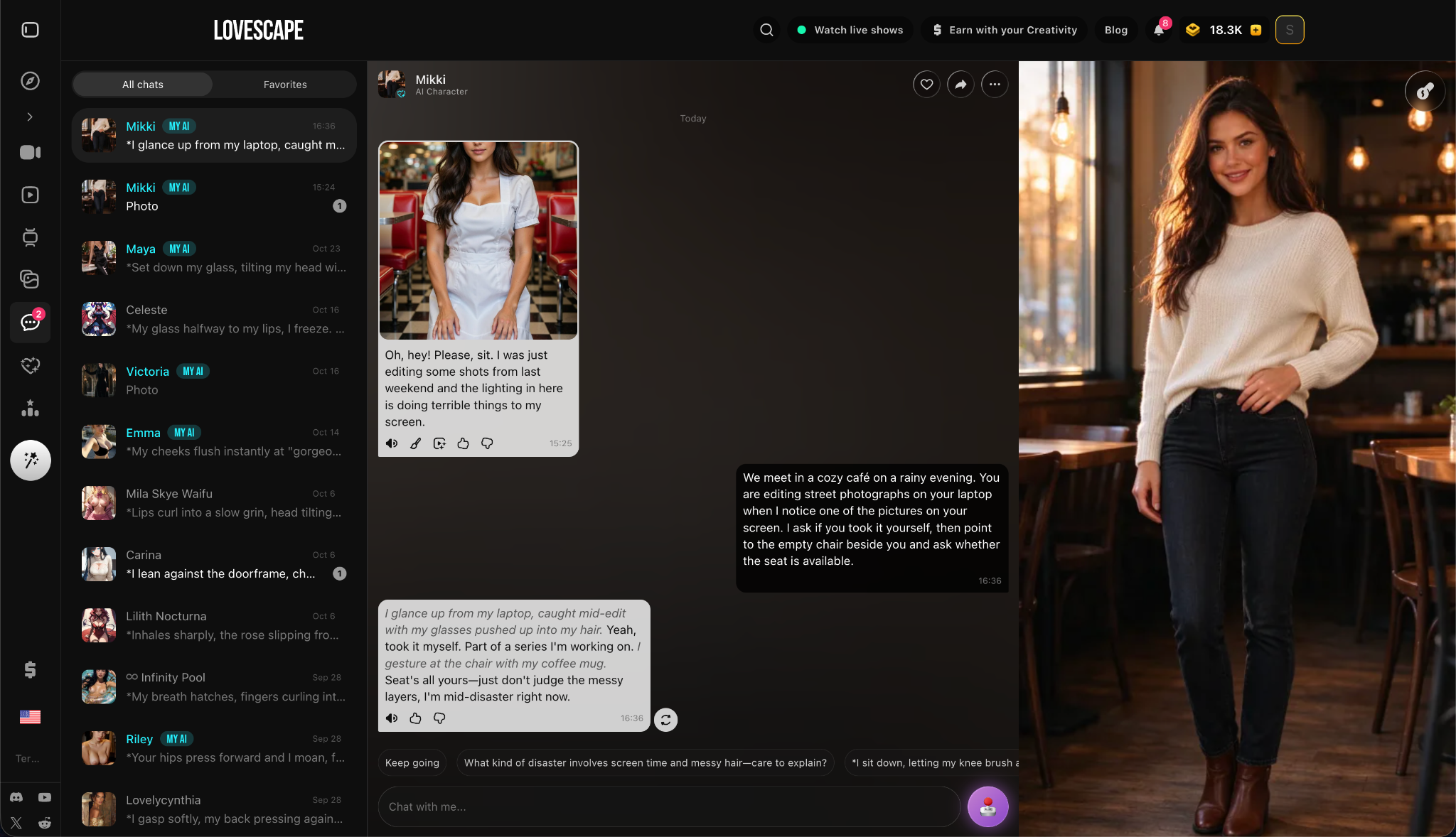 Lovescape vs OurDream.ai chat responses - photo 1