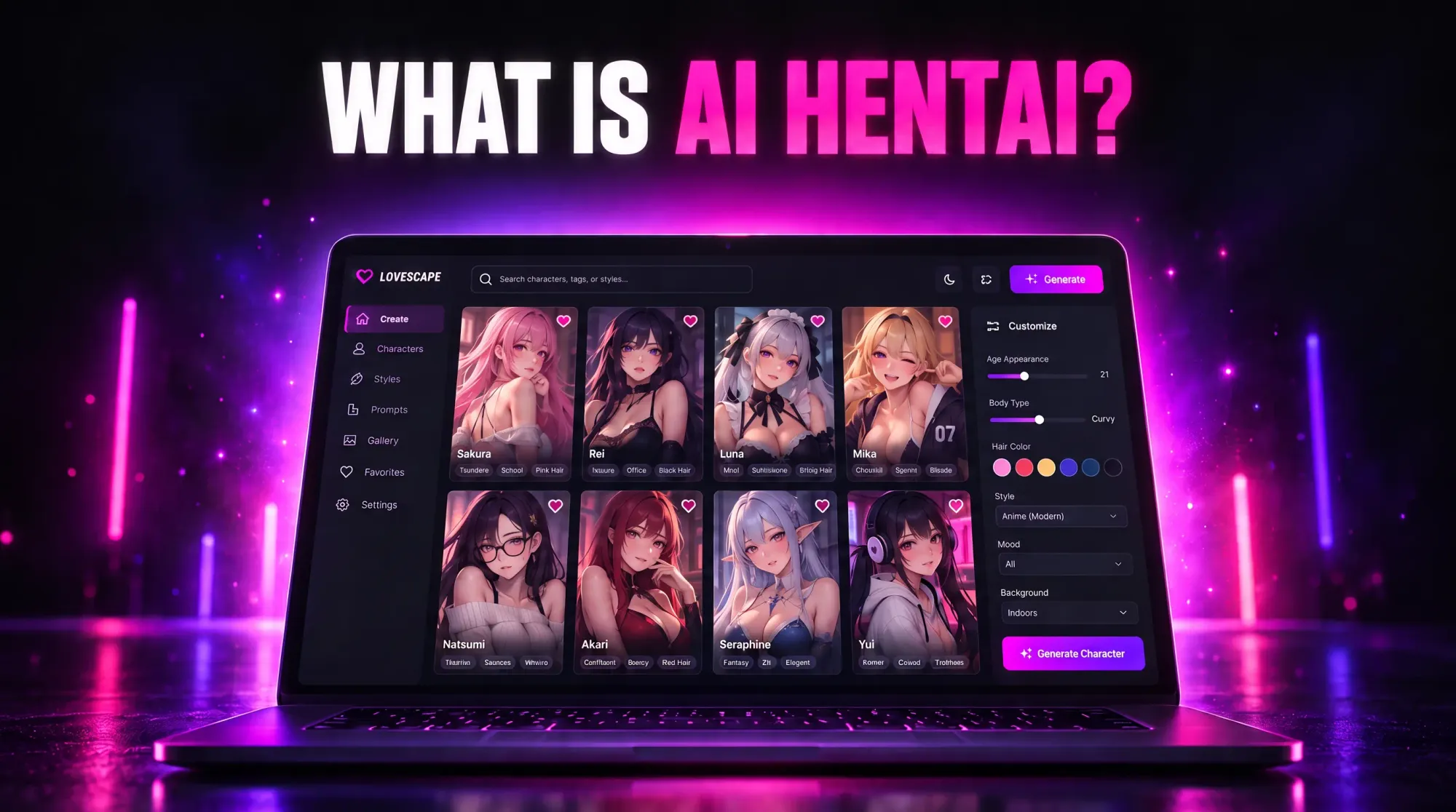 Custom AI hentai character for chat, roleplay, images and video - Lovescape